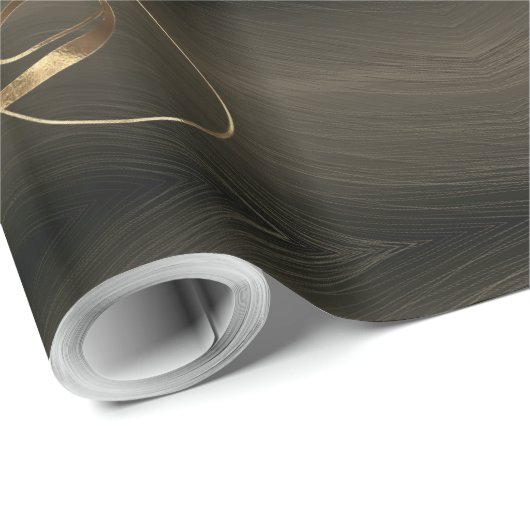 Elegant Dark Brown Gold Script Frohe Weihnachten Geschenkpapier (Rolleneckpunkt)