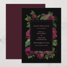 Elegant Dark Burgundy Floral Wedding Save The Date