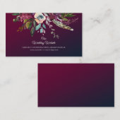 Elegant Dark Burgundy Floral Wedding Website Begleitkarte (Vorne/Hinten)