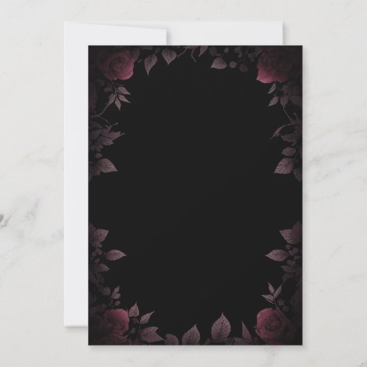 Elegant Dark Burgundy Rose Black Bat Mitzvah Einladung (Rückseite)