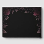 Elegant Dark Burgundy Rose Black Guest Book Gästebuch (Rückseite)