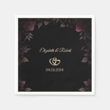 Elegant Dark Burgundy Rose Black Wedding