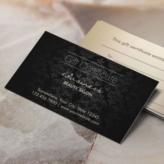 Elegant Dark Damask Schönheitssalon Geschenkgutsch Rabattkarte