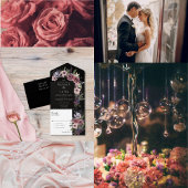 Elegant Dark Floral Black Burgundy Save the Date