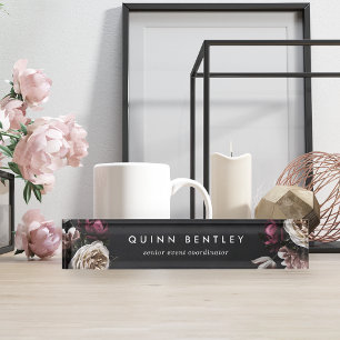 Elegant Dark Floral Bouquet Namensplakette
