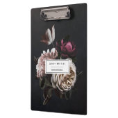 Elegant Dark Floral Bouquet Personalisiert Klemmbrett (Links)