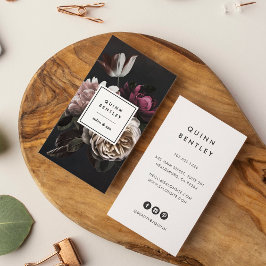 Elegant Dark Floral Bouquet | Vertikal Visitenkarte