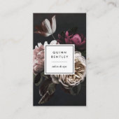 Elegant Dark Floral Bouquet | Vertikal Visitenkarte (Vorderseite)