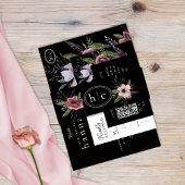 Elegant Dark Floral Cascade Black Burgundy Einladungsbanderole