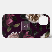 Elegant Dark Floral Monogram Case-Mate iPhone Hülle (Rückseite (Horizontal))