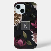 Elegant Dark Floral Monogram Case-Mate iPhone Hülle (Rückseite)
