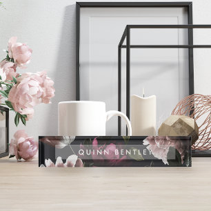 Elegant Dark Floral Namensplakette