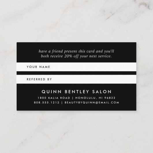 Elegant Dark Floral on Black Empfehlungskarte (Rückseite)