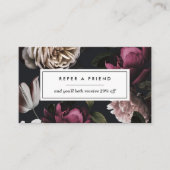 Elegant Dark Floral on Black Empfehlungskarte (Vorderseite)