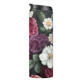 Elegant Dark Floral on Black | Monogram Tumbler Thermosbecher (Nach rechts gedreht)