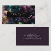 Elegant Dark Floral on Black Visitenkarte (Vorne/Hinten)