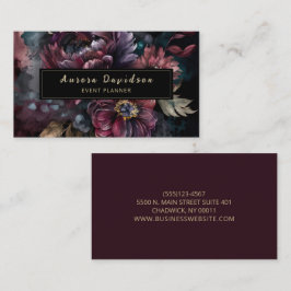 Elegant Dark Floral on Black Visitenkarte