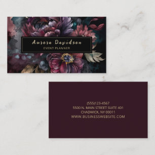 Elegant Dark Floral on Black Visitenkarte
