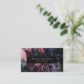 Elegant Dark Floral on Black Visitenkarte (Stehend Vorderseite)
