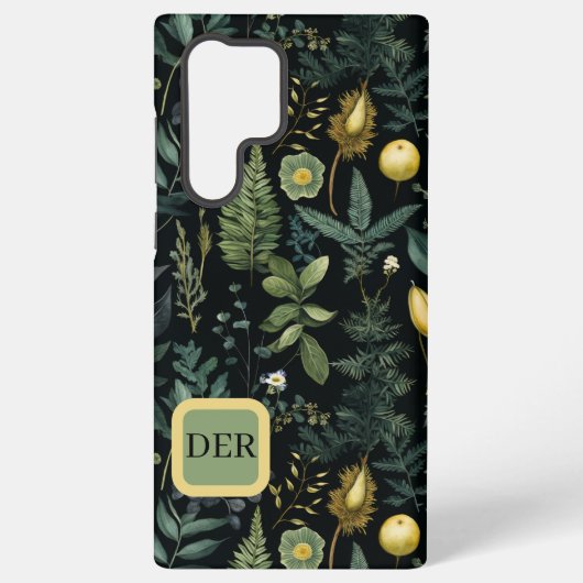 Elegant Dark Floral – Personalized Botanical Samsung Galaxy Hülle (Rückseite)