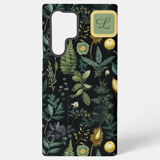 Elegant Dark Floral – Personalized Botanical Samsung Galaxy Hülle (Rückseite)