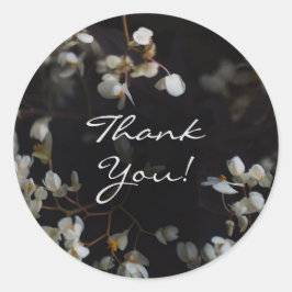 Elegant Dark Floral Thank You Runder Aufkleber