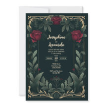 Elegant Dark Floral Vintage Hochzeit Einladung