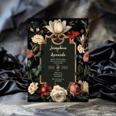 Elegant Dark Floral Vintage Wedding Invitation Einladung