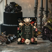 Elegant Dark Floral Vintage Wedding Invitation Einladung