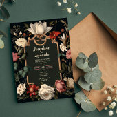 Elegant Dark Floral Vintage Wedding Invitation Einladung