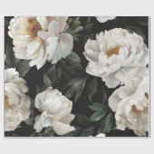Elegant Dark Floral Watercolor Peony White Geschenkpapier (Flach)