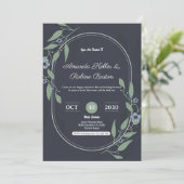 Elegant Dark Floral Wedding Einladung (Stehend Vorderseite)