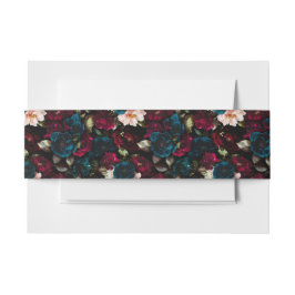 Elegant Dark Floral Wedding Einladung Einladungsbanderole