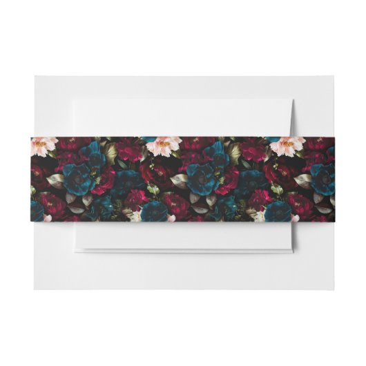 Elegant Dark Floral Wedding Einladung Einladungsbanderole (Vorderseite Beispiel)