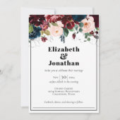 Elegant Dark Florals Einladung (Vorderseite)