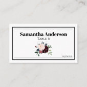 Elegant Dark Florals Wedding Platzkarte (Vorderseite)