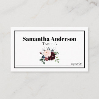 Elegant Dark Florals Wedding Platzkarte