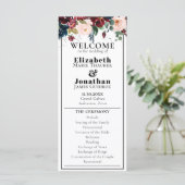 Elegant Dark Florals Wedding Programm (Stehend Vorderseite)