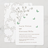 Elegant Dark Gold Butterfly Hochzeit Einladung (Vorne/Hinten)