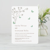 Elegant Dark Gold Butterfly Hochzeit Einladung (Stehend Vorderseite)