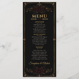 Elegant Dark Gothic Wedding Menu Menükarte