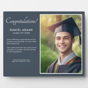 Elegant Dark Gray Grad Side by Side Foto and Text Fotoplatte