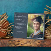 Elegant Dark Gray Grad Side by Side Foto and Text Fotoplatte (Seite)