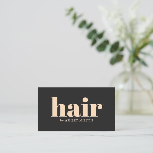 Elegant Dark Gray Pastel Hair Stylist Bold Visitenkarte (Stehend Vorderseite)
