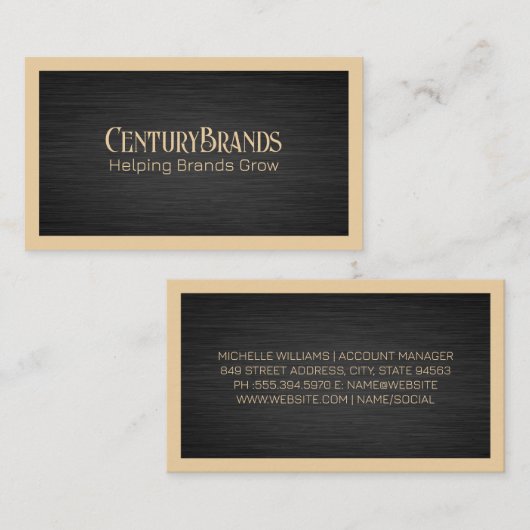 Elegant Dark Gray Texture | Grenze Visitenkarte (Vorne/Hinten)