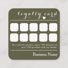 ELEGANT DARK GREEN 10 PUNCH BUSINESS LOYALTY CARD QUADRATISCHE VISITENKARTE