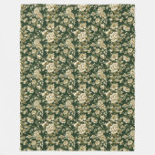 Elegant Dark Green and Gold Flowers Blanket Fleecedecke (Vorderseite)