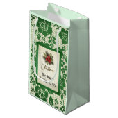 Elegant Dark Green Christmas Gift Bag Kleine Geschenktüte (Vorderseite Schrägansicht)