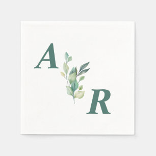 Elegant Dark Green Floral Wedding Napkins Serviette