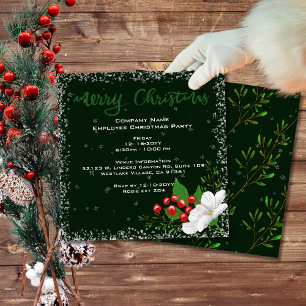 Elegant Dark Green Frory Christmas Company Party Einladung